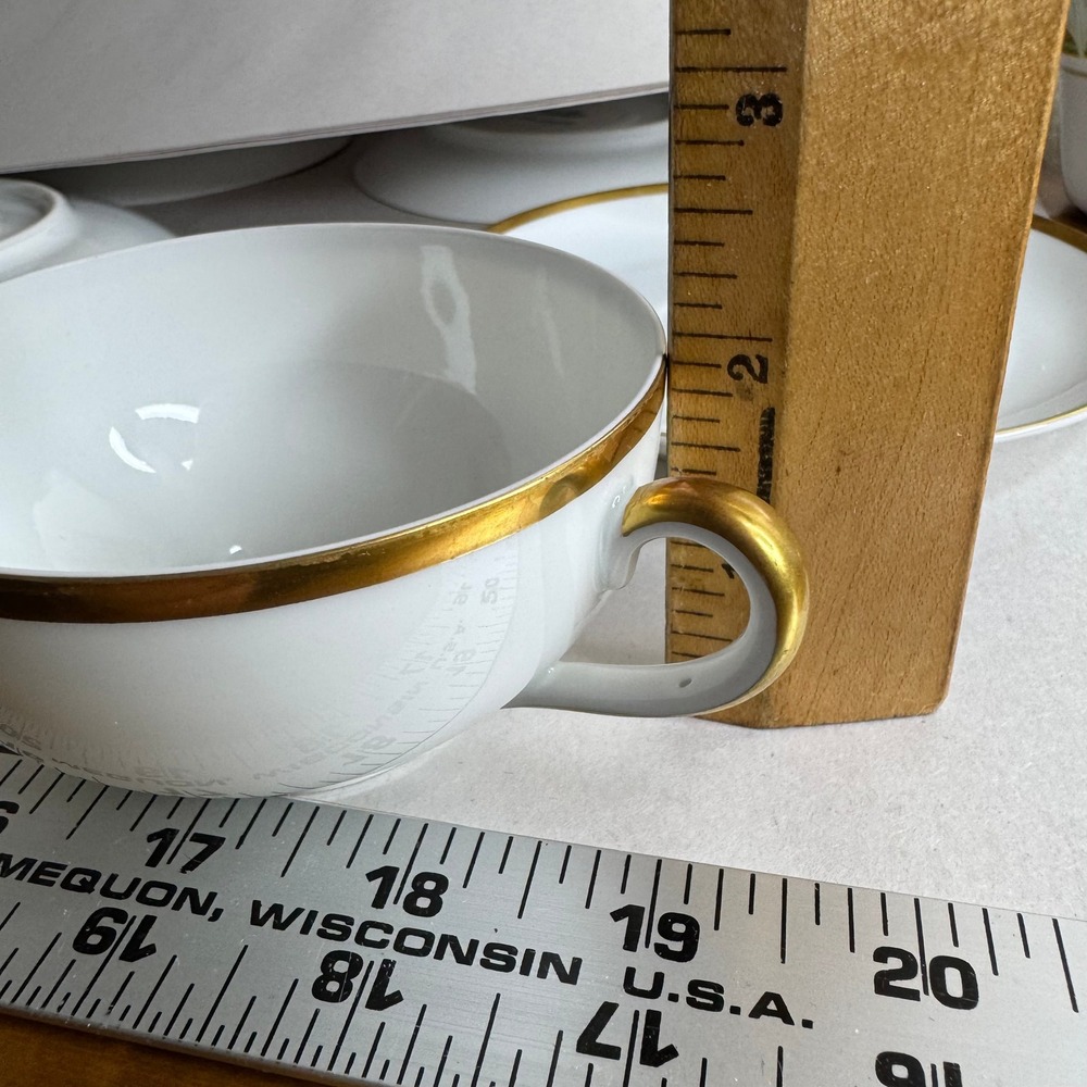 Eamag Bavaria The Empire Tea Cup Saucer Set 4 White Gold Gilt Trim Vintage - Picture 15 of 15